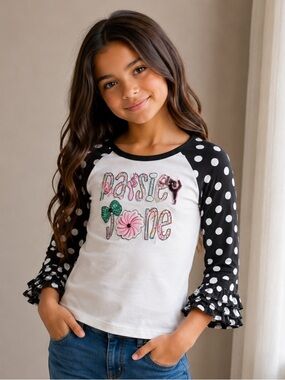 “Paisley Jane” dance top with Ruffle sleeves